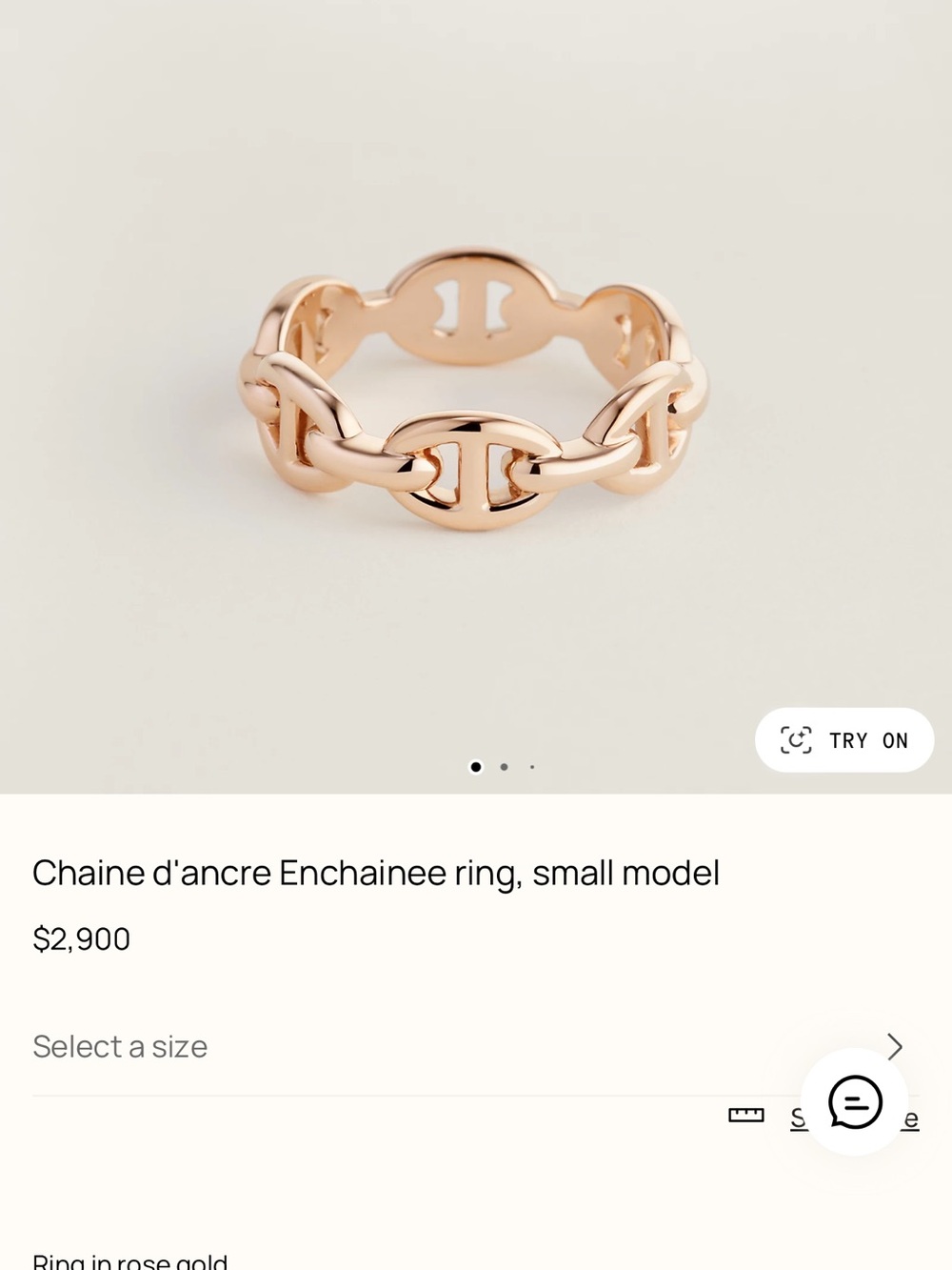 Rose Gold Chain Link Ring - Chaine d'ancre Enchainee Small size 56